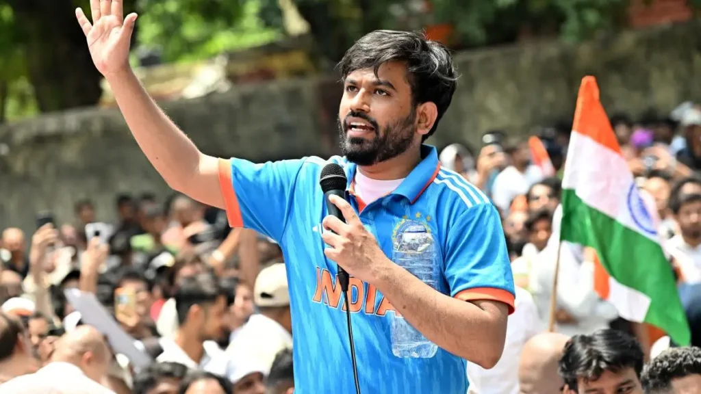 From One Viral Tweet to a National Movement: How Abhijeet Dipke Became India’s Youth Protest Leader Abhijeet Dipke addressing student protesters during a peaceful demonstration in New Delhi.