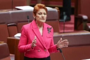 Pauline Hanson and Senator Mehreen Faruqi during Australia's high-profile racial vilification legal dispute.