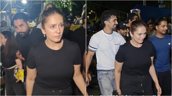Huma Qureshi and Saqib Saleem walking with students during a protest at Jantar Mantar in New Delhi.