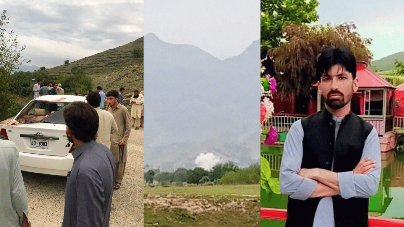 Security personnel and rescue teams at the scene of the bomb blast near Tali Dam in Bajaur.