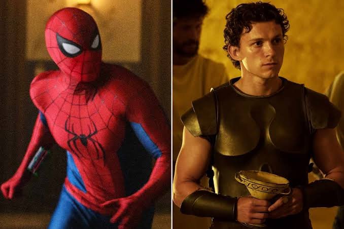 Tom Holland speaking during a promotional event while discussing Christopher Nolan’s The Odyssey and Spider-Man: Brand New Day.