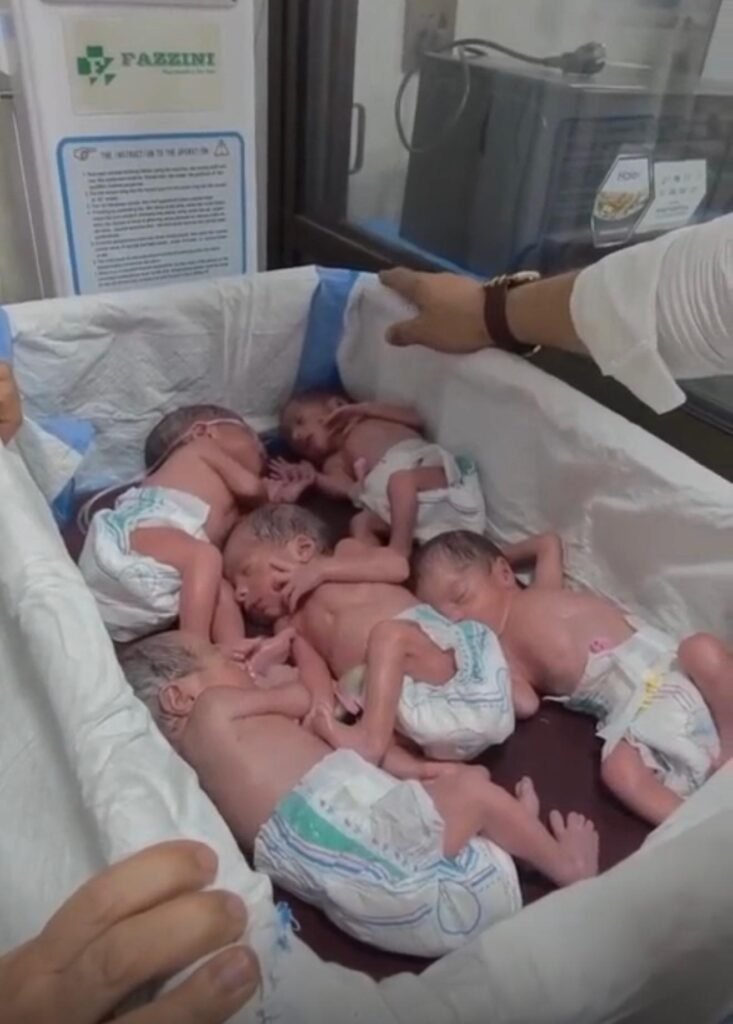 Quetta Family Welcomes Rare Quintuplets as Five Babies Are Born at Once Five newborn babies receiving medical care in a hospital neonatal unit in Quetta.