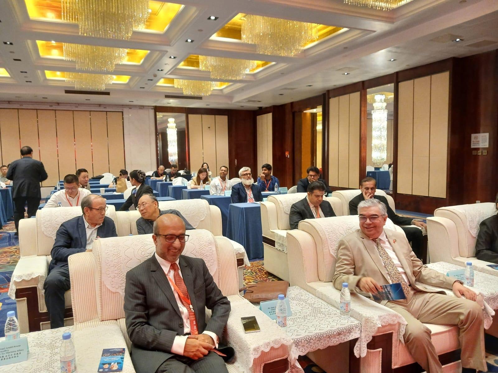 Federal Minister for Maritime Affairs Muhammad Junaid Anwar Chaudhry addressing the Regional Transit Trade Hub Initiative in Beijing.