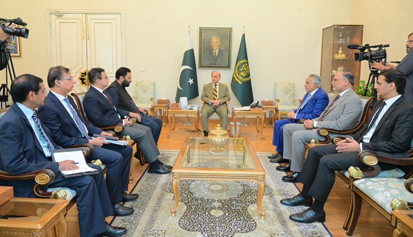 Prime Minister Shehbaz Sharif meeting newly elected Gilgit-Baltistan Chief Minister Amjad Hussain in Islamabad.