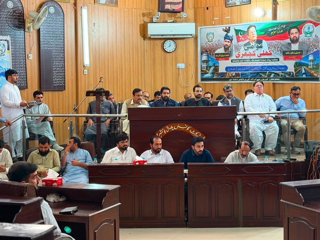 KP ministers interacting with residents during an open public forum in Nowshera.