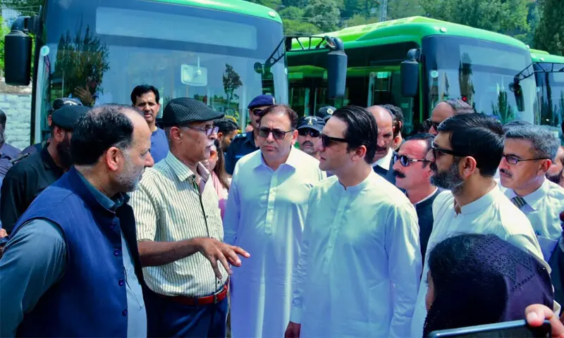 AJK Prime Minister Iftikhar Gillani inspects electric buses in Muzaffarabad