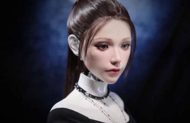 China's Origin M1 hyper-realistic robotic head displaying lifelike human facial expressions.