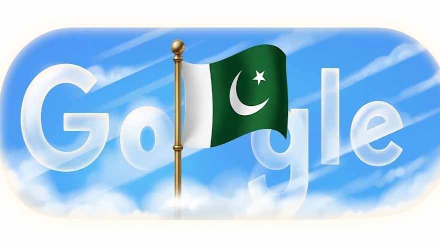 Google Doodle celebrating Pakistan’s 79th Independence Day in green and white