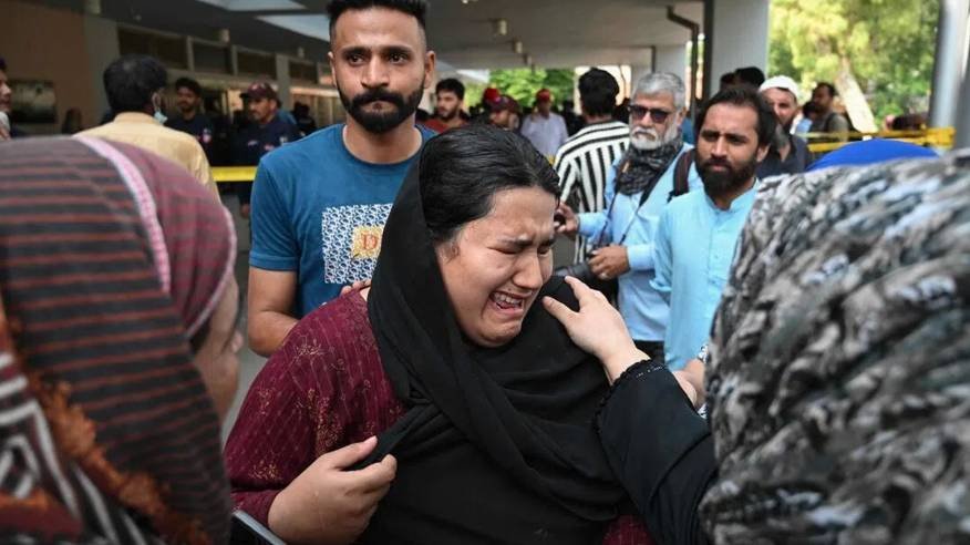 PIMS hospital building in Islamabad following a fire incident involving newborn babies