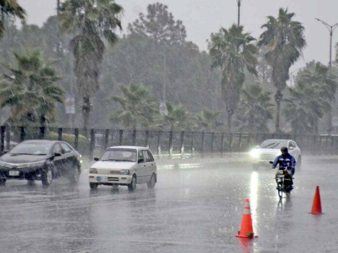 Dark monsoon clouds over Islamabad and Rawalpindi as heavy rainfall cools the twin cities.