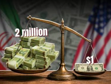 Iranian rial banknotes and US dollars representing Iran’s currency crisis