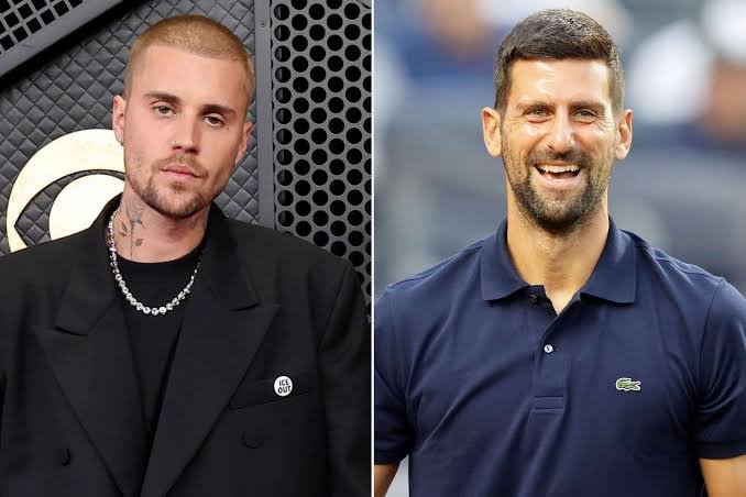 Justin Bieber Confidently Challenges Novak Djokovic, What Happened Next Had Fans Laughing Justin Bieber and Novak Djokovic smiling during their friendly table tennis match at Fanatics Fest.