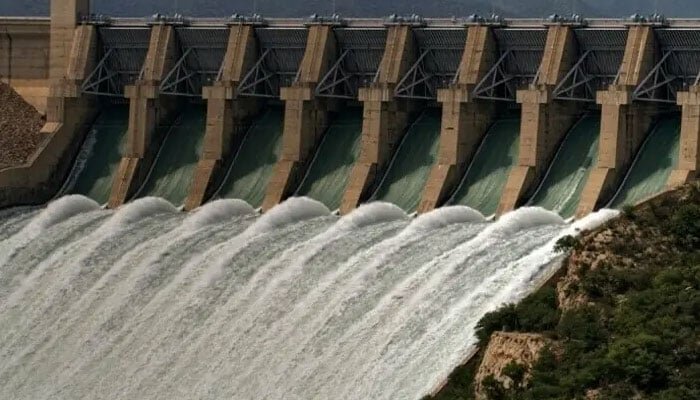 Pakistan’s major dam with high water levels following strong monsoon inflows.