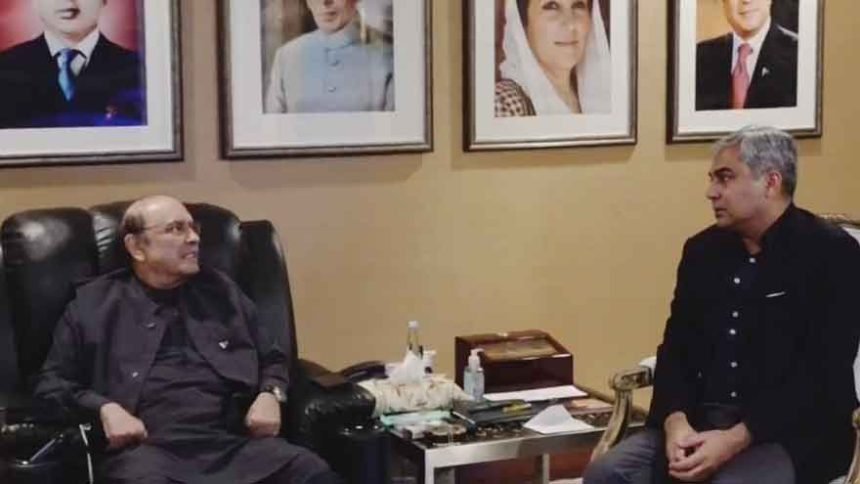 President Asif Ali Zardari meeting Federal Interior Minister Mohsin Naqvi
