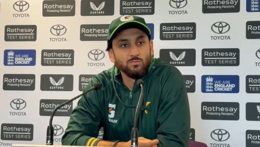 Salman Ali Agha speaks at a post-match press conference after Pakistan’s defeat against England.