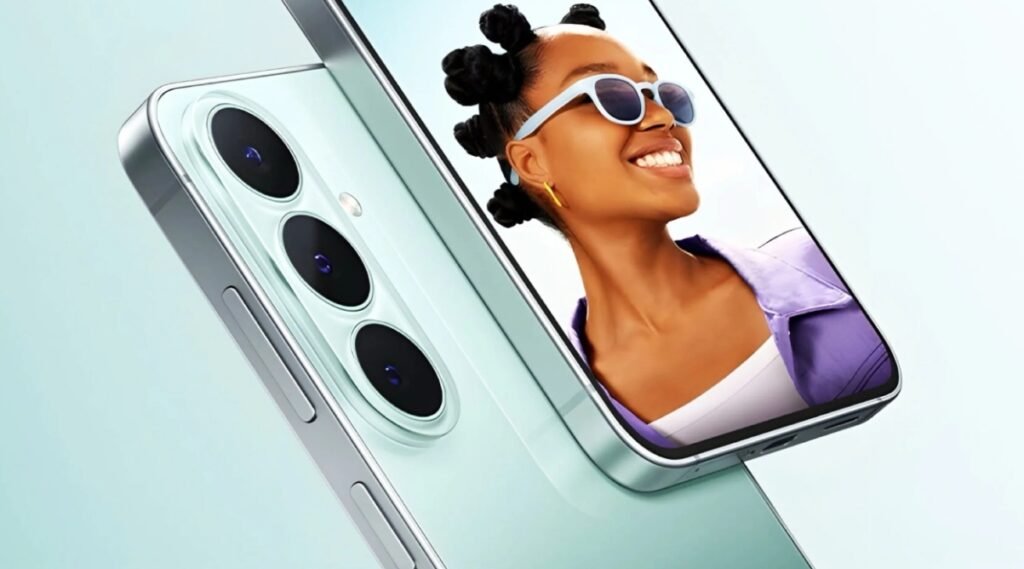 Samsung Galaxy S26 FE smartphone displaying its OLED screen