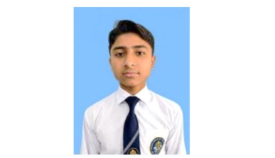 Muhammad Qasim of Daanish School Fazilpur after securing first position in the Science Group and second overall in the BISE Lahore examinations.