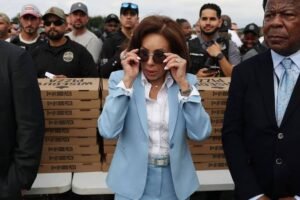 President Donald Trump and US Attorney Jeanine Pirro amid controversy over the Lincoln Memorial case.