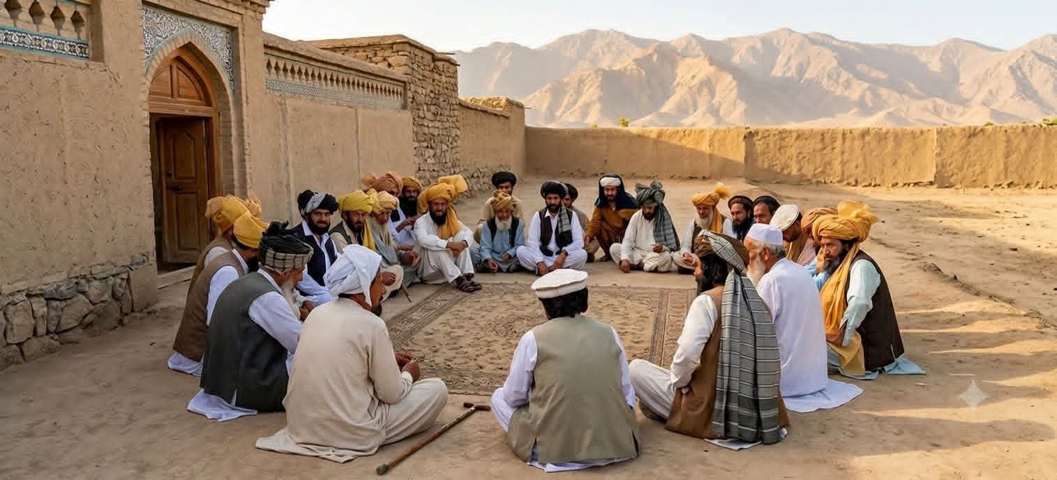 Kakakhel tribal elders meeting in Wana to support the establishment of a welfare society