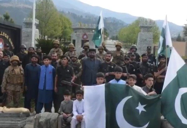 Pakistan Army personnel, KP Police officers, and residents participate in a flag rally in Swat to promote peace and national unity.