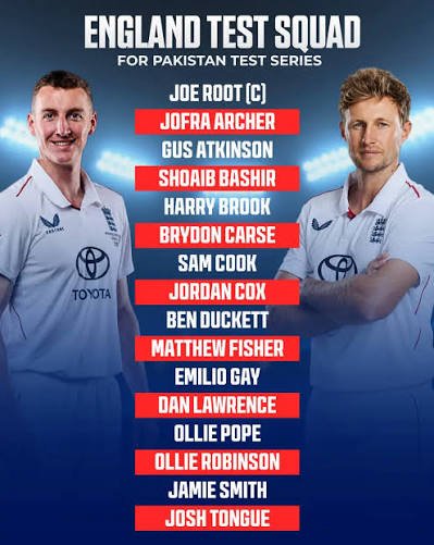 Joe Root leads England’s 16-man squad for the first two Tests against Pakistan