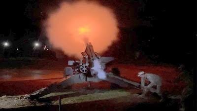 Pakistani security forces respond to Afghan Taliban firing along the Pakistan-Afghanistan border in the Kurram sector