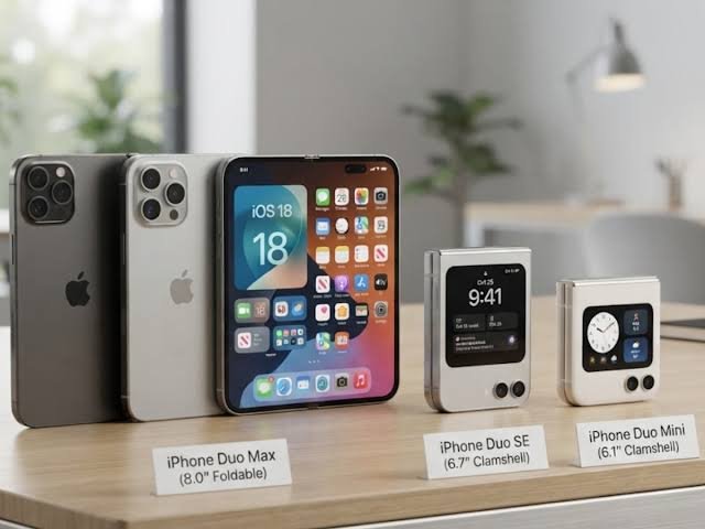 Apple foldable iPhone Duo concept showing a premium smartphone with a large unfolded display