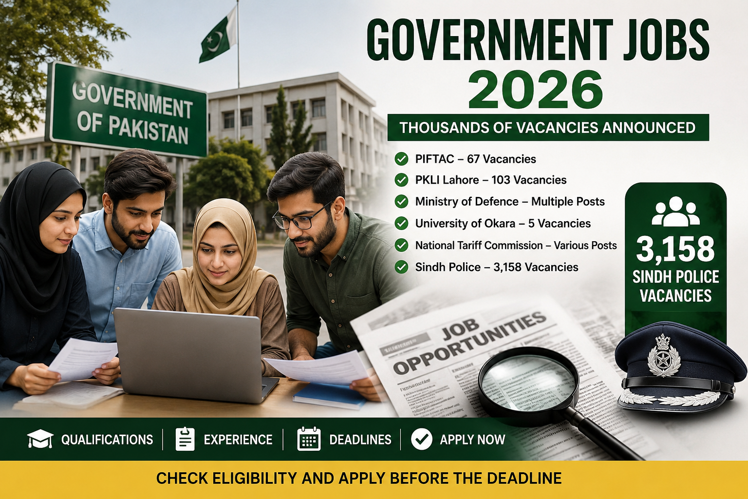 Government jobs recruitment opportunities announced across Pakistan in 2026