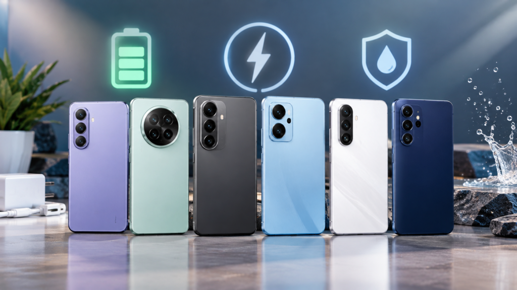 Six smartphones compared for battery capacity, charging speed and durability in Pakistan’s Rs. 65,000–75,000 price range