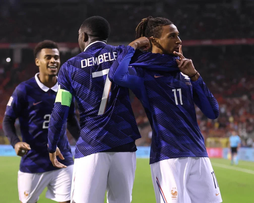 Italy players celebrate during their 4-1 Nations League victory over Turkiye in Bursa.