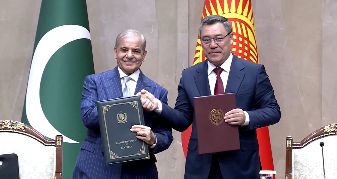 Pakistan and Kyrgyzstan leaders witness signing ceremony for bilateral cooperation agreements in Bishkek