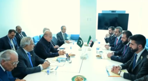 Prime Minister Shehbaz Sharif meets Syrian President Ahmed al-Sharaa on the sidelines of the UN General Assembly in New York