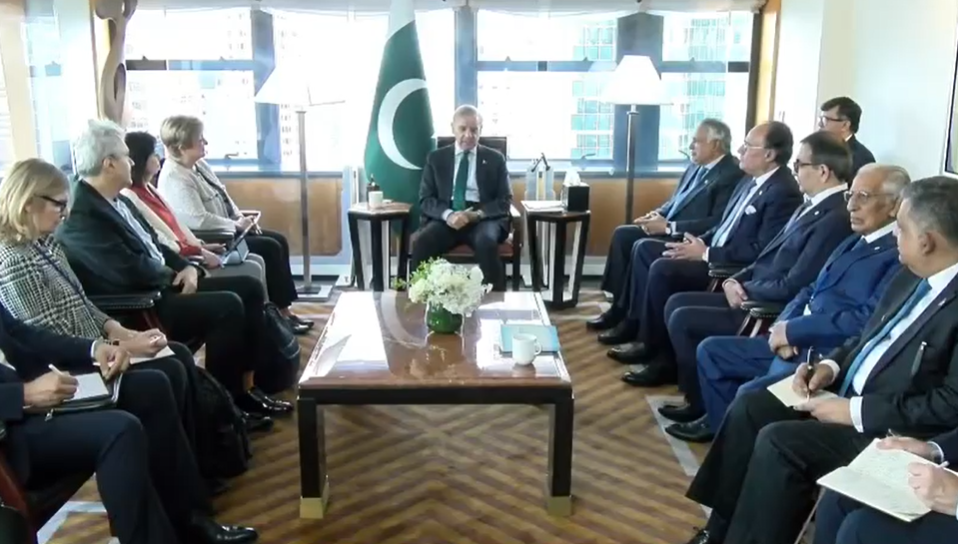Prime Minister Shehbaz Sharif meets IMF Managing Director Kristalina Georgieva in New York during the 81st UN General Assembly.