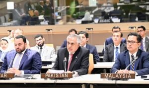 Ishaq Dar addresses the OIC Contact Group on Afghanistan during the UN General Assembly session in New York.