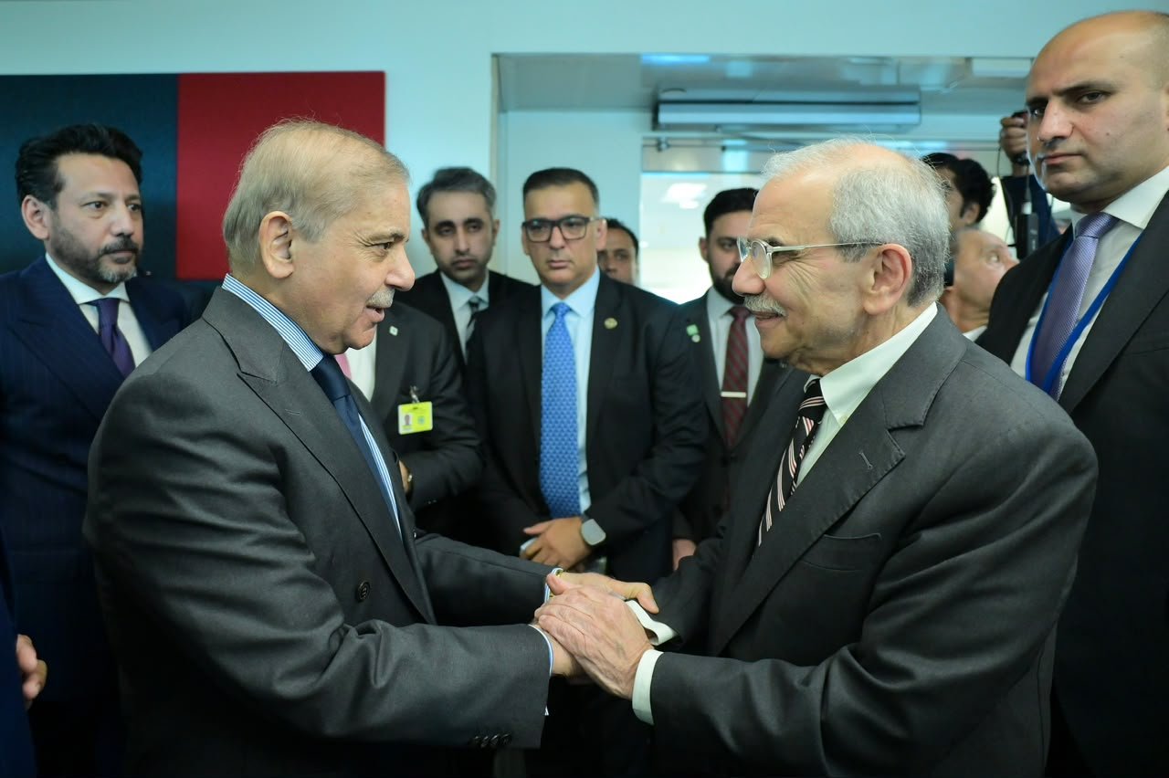 Prime Minister Shehbaz Sharif meets Lebanese Prime Minister Nawaf Salam in New York during the 81st UN General Assembly session.