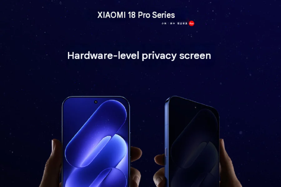 Xiaomi 18 Pro smartphone display featuring Super Pixel 2.0 technology and hardware-level privacy protection