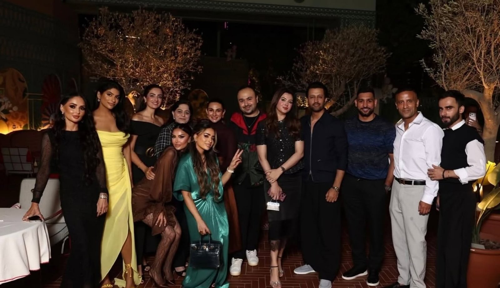 Atif Aslam and Sarah Bharwana celebrate her birthday at a luxury restaurant in Dubai with close friends.