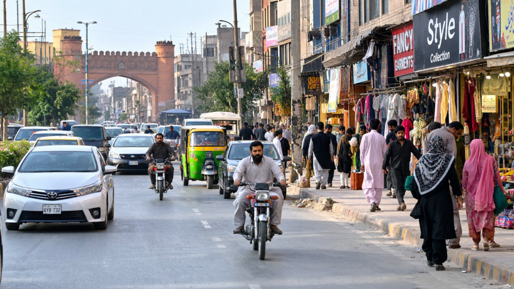 Life Returns to Normal in Khyber Pakhtunkhwa as Traffic and Business Activities Resume Traffic moving along a road in Peshawar as shops and commercial activities continue in Khyber Pakhtunkhwa.