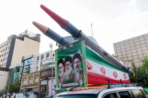 Iranian missile systems and military infrastructure illustrating reported surviving missile and drone production capabilities after US-Israeli airstrikes.
