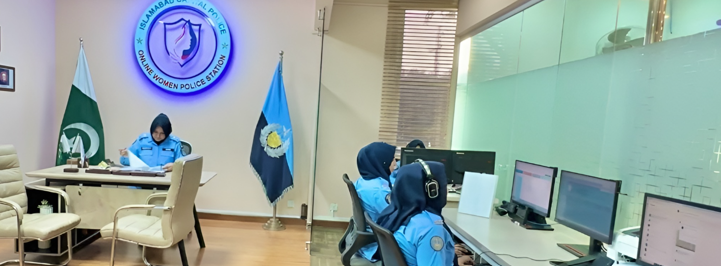 Islamabad Police women’s helpline 1815 and online women’s police station service for reporting harassment, violence and other complaints.