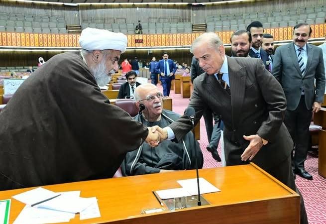 Pakistan’s Parliament during a joint sitting to approve emergency and governor’s rule in Khyber Pakhtunkhwa amid opposition protests.