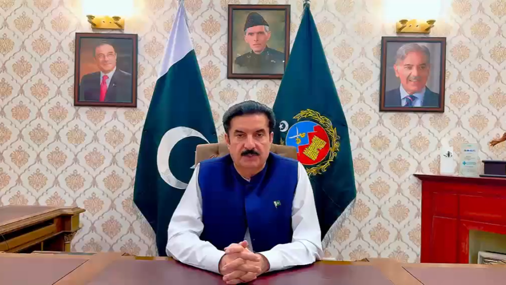 Khyber Pakhtunkhwa governor's message urging residents to support peace, stability and security institutions.