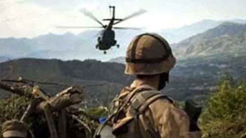 Pakistani military aircraft conducting precision strikes on terrorist hideouts in Afghanistan during Operation Ghazab lil-Haq