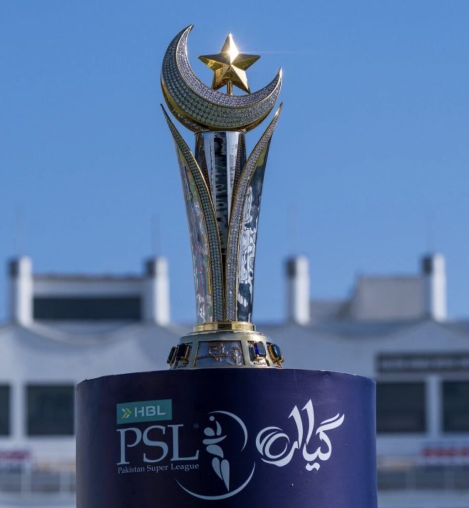 Pakistan Super League cricket match with players competing under stadium lights