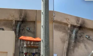 Taibah power distribution station in Madinah after the reported Houthi attack