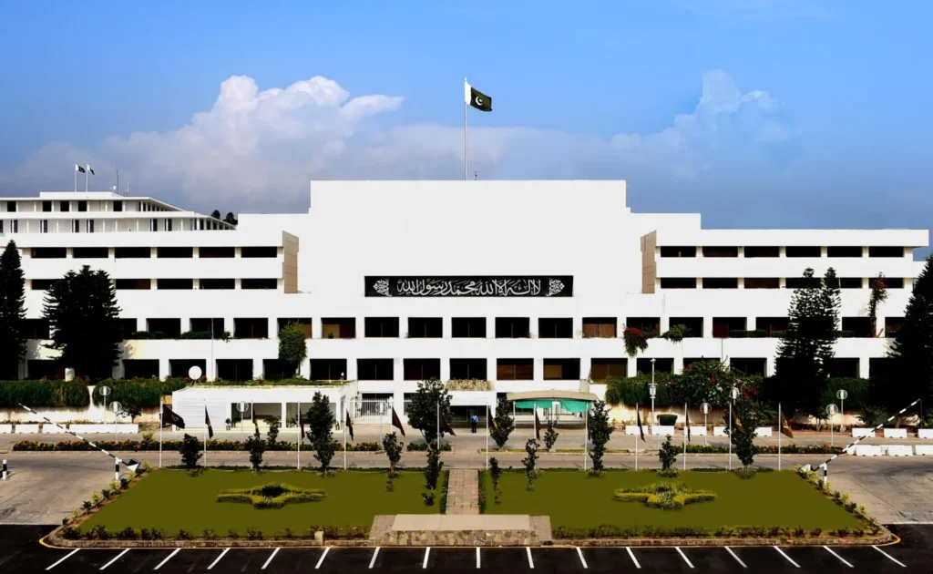 Pakistan Parliament House in Islamabad ahead of Senate and National Assembly sessions on the presidential order concerning emergency and governor’s rule in Khyber Pakhtunkhwa.
