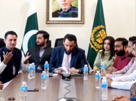 Attaullah Tarar meeting PML-N workers, youth and social media activists