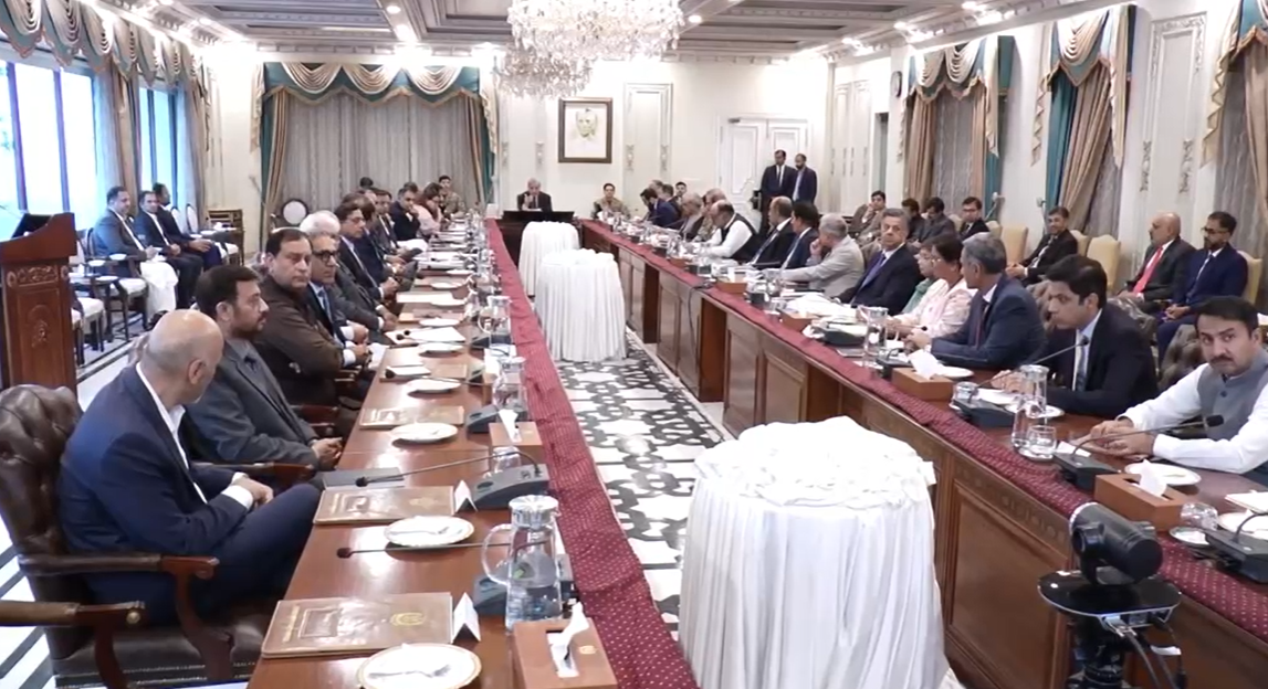 Prime Minister Shehbaz Sharif addresses a ceremony honoring officials involved in Pakistan’s fuel subsidy scheme, which has reached more than 10 million beneficiaries.
