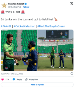 Pakistan and Sri Lanka cricket teams prepare for the fifth ODI tri-series match at Gaddafi Stadium in Lahore.