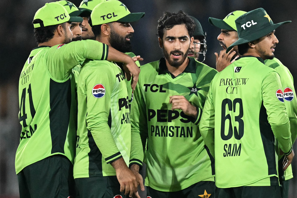 Shahid Afridi, Arafat Minhas, Hasan Nawaz and Sahibzada Farhan in Pakistan cricket news following an ODI match against England.